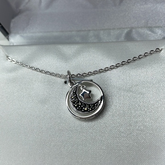 Silver Luxuries Jewelry - Silver Luxuries Moon and Star Necklace